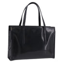 PRADA Hand Bag Patent Black Silver Auth ka6287-1