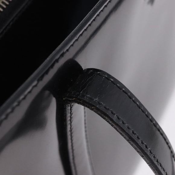 PRADA Hand Bag Patent Black Silver Auth ka6287