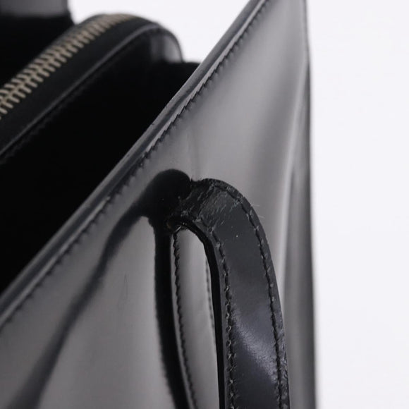 PRADA Hand Bag Patent Black Silver Auth ka6287