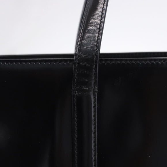 PRADA Hand Bag Patent Black Silver Auth ka6287