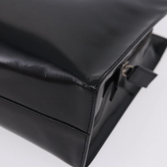 PRADA Hand Bag Patent Black Silver Auth ka6287