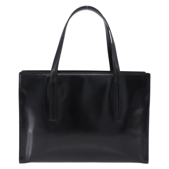 PRADA Hand Bag Patent Black Silver Auth ka6287