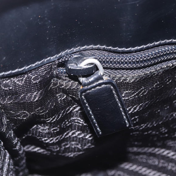 PRADA Hand Bag Patent Black Silver Auth ka6287