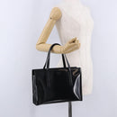 PRADA Hand Bag Patent Black Silver Auth ka6287-36