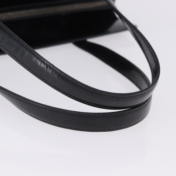 PRADA Hand Bag Patent Black Silver Auth ka6287