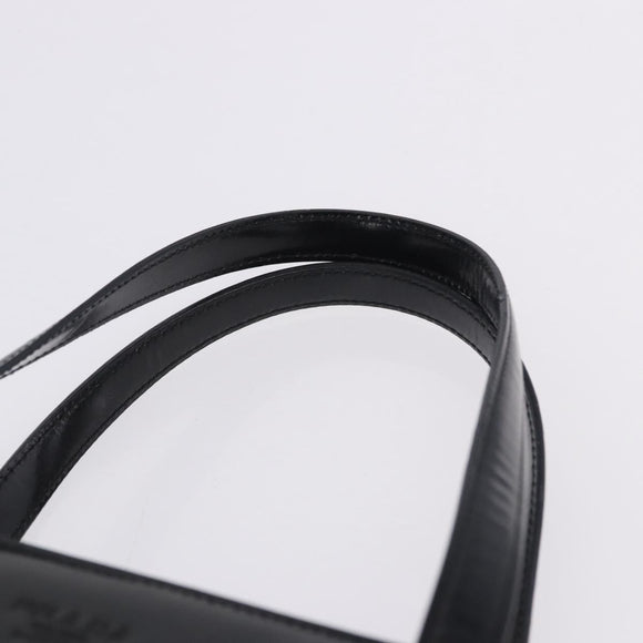 PRADA Hand Bag Patent Black Silver Auth ka6287