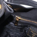 PRADA Shoulder Bag Leather Black Gold Tone Auth ka6289M-18