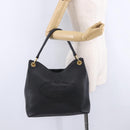 PRADA Shoulder Bag Leather Black Gold Tone Auth ka6289M-20