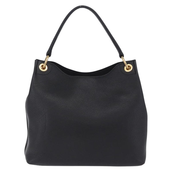 PRADA Shoulder Bag Leather Black Gold Tone Auth ka6289M