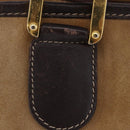 LOEWE Amazona 32 Hand Bag Suede Beige Gold Tone Auth ka6290-6