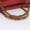 GUCCI Bamboo Hand Bag Suede Red Gold Tone 002 853 0259 Auth ka6291-9