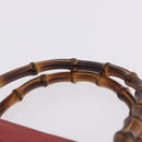 GUCCI Bamboo Hand Bag Suede Red Gold Tone 002 853 0259 Auth ka6291-15