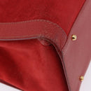 GUCCI Bamboo Hand Bag Suede Red Gold Tone 002 853 0259 Auth ka6291-16