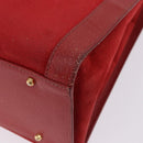 GUCCI Bamboo Hand Bag Suede Red Gold Tone 002 853 0259 Auth ka6291-19