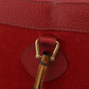 GUCCI Bamboo Hand Bag Suede Red Gold Tone 002 853 0259 Auth ka6291-20