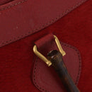 GUCCI Bamboo Hand Bag Suede Red Gold Tone 002 853 0259 Auth ka6291-23