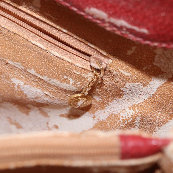 GUCCI Bamboo Hand Bag Suede Red Gold Tone 002 853 0259 Auth ka6291