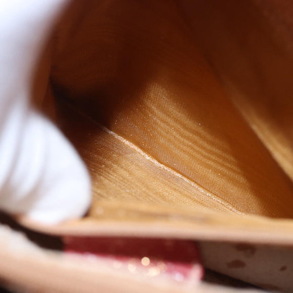 GUCCI Bamboo Hand Bag Suede Red Gold Tone 002 853 0259 Auth ka6291
