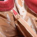 GUCCI Bamboo Hand Bag Suede Red Gold Tone 002 853 0259 Auth ka6291-32