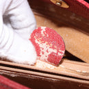 GUCCI Bamboo Hand Bag Suede Red Gold Tone 002 853 0259 Auth ka6291-12