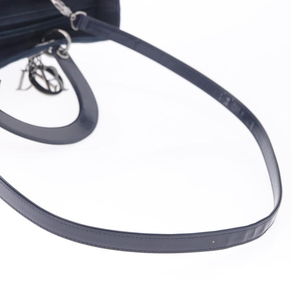 Christian Dior Lady Dior Canage Hand Bag Denim 2way Blue Silver Auth ka6292V