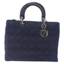 Christian Dior Lady Dior Canage Hand Bag Denim 2way Blue Silver Auth ka6292V-2