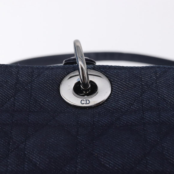 Christian Dior Lady Dior Canage Hand Bag Denim 2way Blue Silver Auth ka6292V