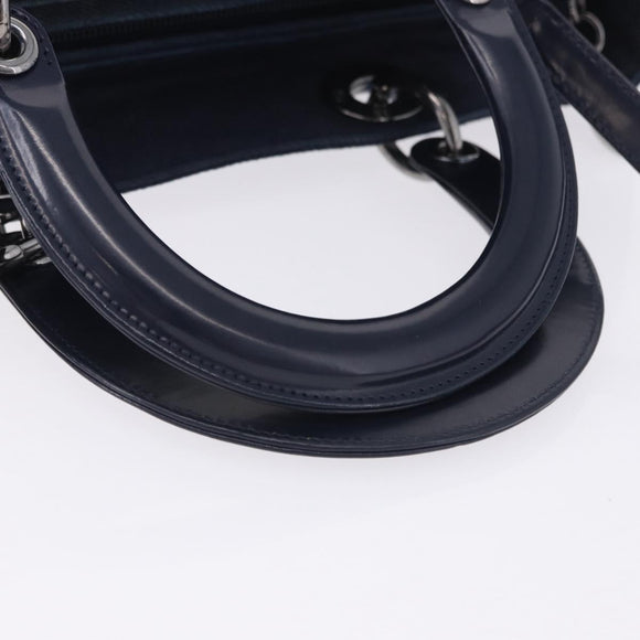 Christian Dior Lady Dior Canage Hand Bag Denim 2way Blue Silver Auth ka6292V