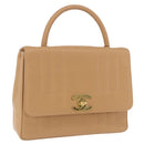 CHANEL Mademoiselle Hand Bag Caviar Skin Beige Gold Tone CC Auth ka6295V-1