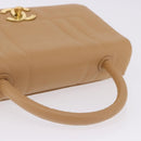 CHANEL Mademoiselle Hand Bag Caviar Skin Beige Gold Tone CC Auth ka6295V-10