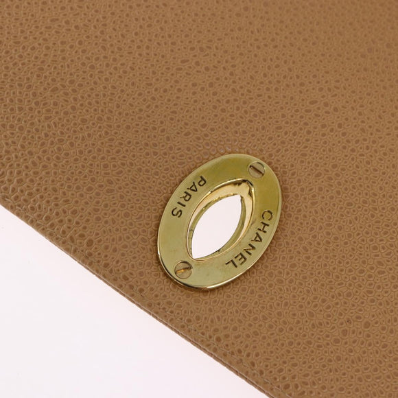 CHANEL Mademoiselle Hand Bag Caviar Skin Beige Gold Tone CC Auth ka6295V