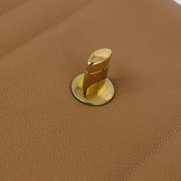 CHANEL Mademoiselle Hand Bag Caviar Skin Beige Gold Tone CC Auth ka6295V