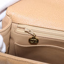 CHANEL Mademoiselle Hand Bag Caviar Skin Beige Gold Tone CC Auth ka6295V-27