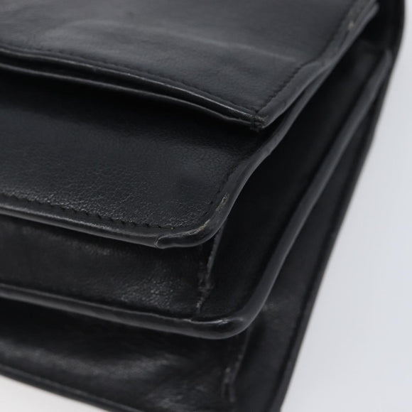 SAINT LAURENT Chain Shoulder Bag Leather Black Silver Auth ka6306A