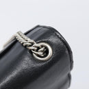 SAINT LAURENT Chain Shoulder Bag Leather Black Silver Auth ka6306A-16