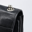 SAINT LAURENT Chain Shoulder Bag Leather Black Silver Auth ka6306A-17