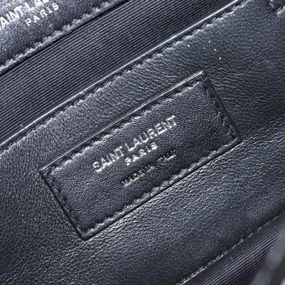 SAINT LAURENT Chain Shoulder Bag Leather Black Silver Auth ka6306A