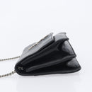 SAINT LAURENT Chain Shoulder Bag Leather Black Silver Auth ka6306A-5