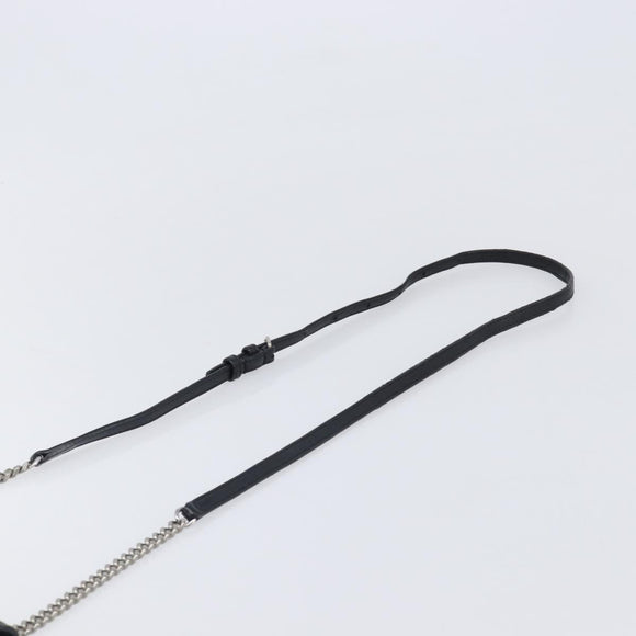 SAINT LAURENT Chain Shoulder Bag Leather Black Silver Auth ka6306A