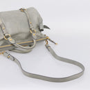 Miu Miu Vitter Lux Hand Bag Leather 2way Gray Gold Auth ka6308-9