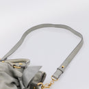 Miu Miu Vitter Lux Hand Bag Leather 2way Gray Gold Auth ka6308-15