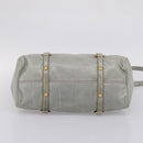 Miu Miu Vitter Lux Hand Bag Leather 2way Gray Gold Auth ka6308-5
