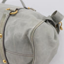 Miu Miu Vitter Lux Hand Bag Leather 2way Gray Gold Auth ka6308-18