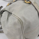 Miu Miu Vitter Lux Hand Bag Leather 2way Gray Gold Auth ka6308-19
