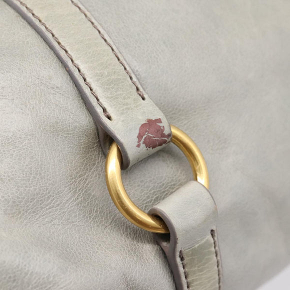 Miu Miu Vitter Lux Hand Bag Leather 2way Gray Gold Auth ka6308