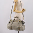 Miu Miu Vitter Lux Hand Bag Leather 2way Gray Gold Auth ka6308-26