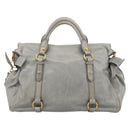 Miu Miu Vitter Lux Hand Bag Leather 2way Gray Gold Auth ka6308-2