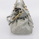 Miu Miu Vitter Lux Hand Bag Leather 2way Gray Gold Auth ka6308-4