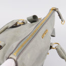 Miu Miu Vitter Lux Hand Bag Leather 2way Gray Gold Auth ka6308-6