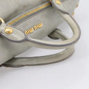 Miu Miu Vitter Lux Hand Bag Leather 2way Gray Gold Auth ka6308-7
